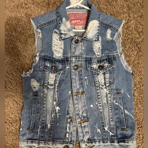 Kids distress trucker vest